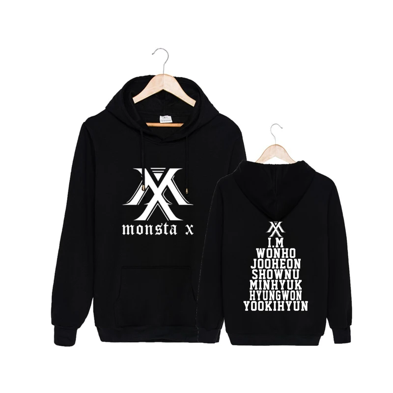  KPOP MONSTA X Hoodie With Long Sleeve Casual Women's Pullover Sportswear With Pocket Dropshipping