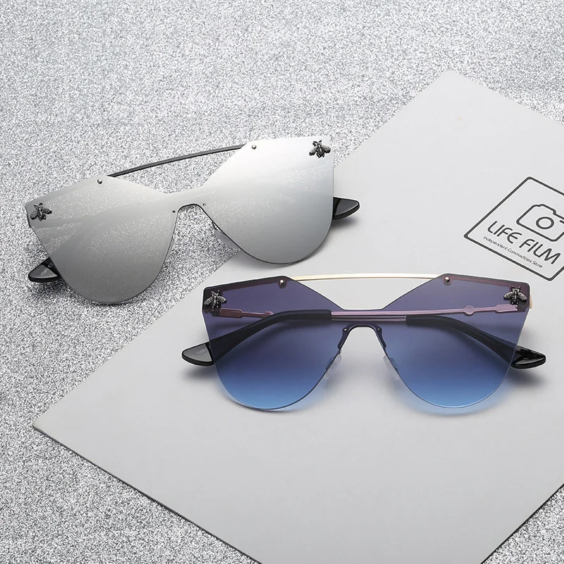 ladies Fashion Sunglasses Women Luxury Brand Designer Bee mirrored Sun Glasses For male uv400