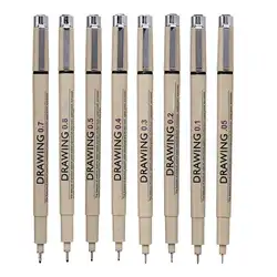 MYLIFEUNIT Профессиональный рисунок ручки 0,05 мм-0,8 мм краски кисти черный технические Fineliner ручки 8 разных размеров Совет