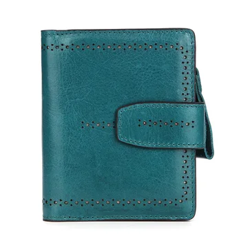 

2018 New Vintage Luxury Real Cow Genuine Leather Women Wallets Bifold Women's Wallet Zipper Designer with Coin Purse Pockets