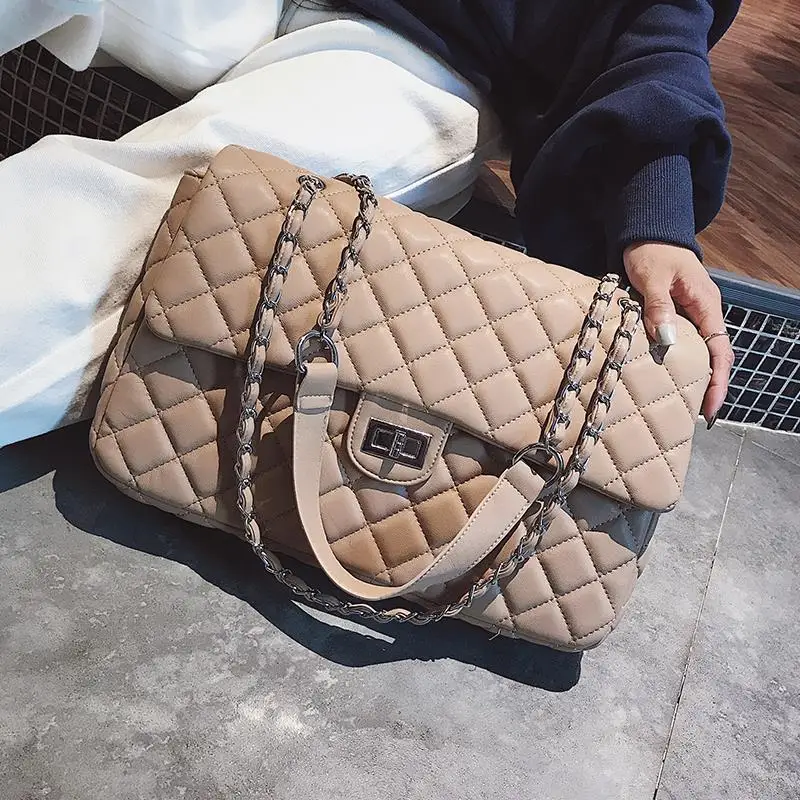 

Youbroer Women's Big Bag New Fall Women's Bag Fashion Lacing Chain Bags Large Capacity Cross Shoulder Bags Tide Diamond Lattice
