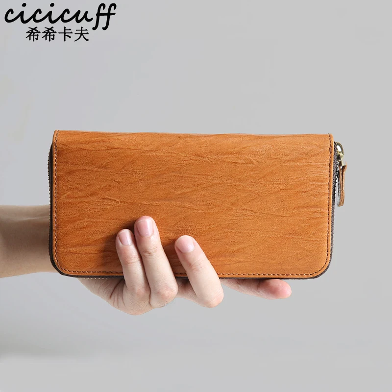 

CICICUFF 2018 New Big Size Men Zipper Long Wallet Vintage Crazy Horse Cow Leather Male Business Clutch Money Bag Genuine Leather