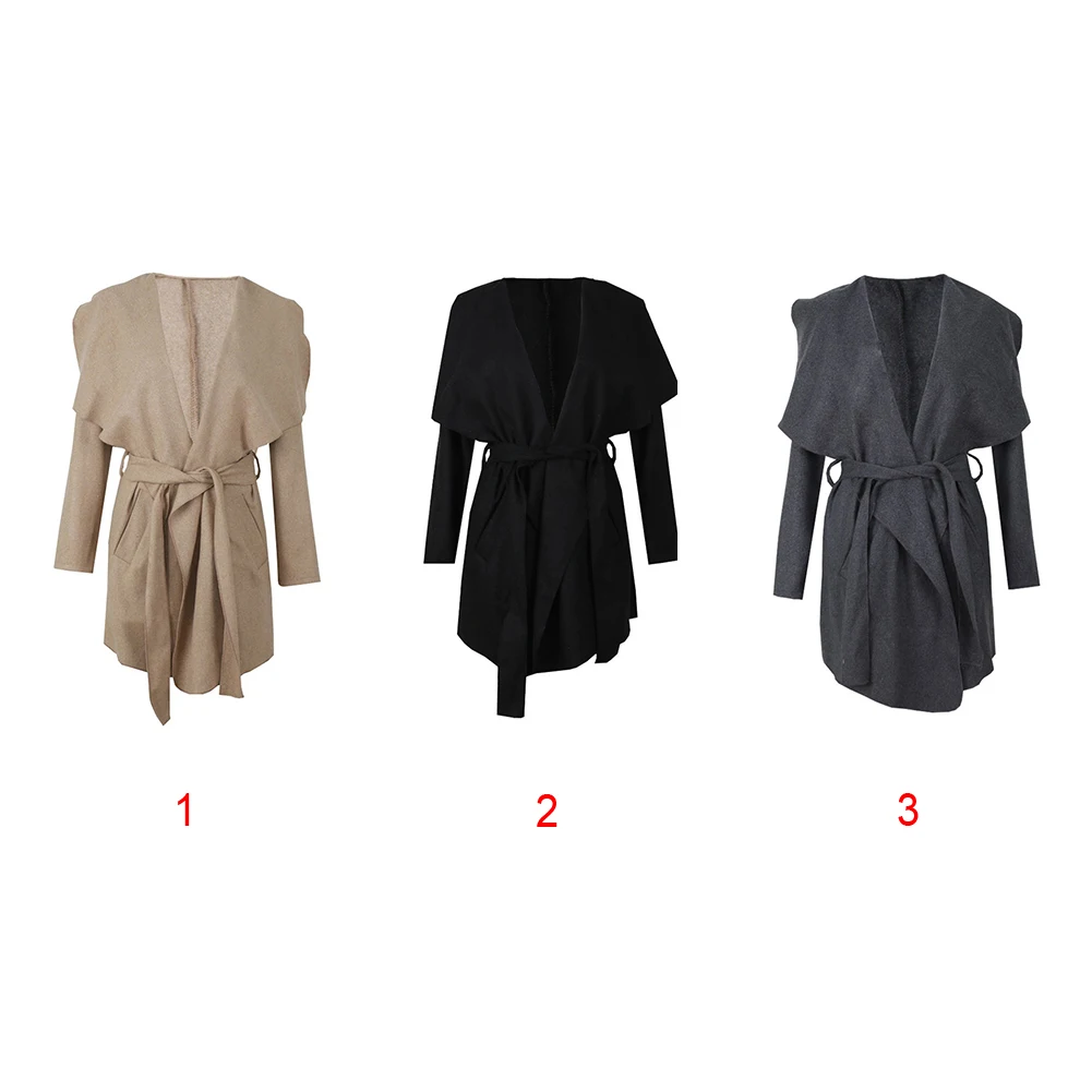 Winter Autumn Women s Long Warm Wool Coat Lapel Jacket Cardigan Overcoat Outwear