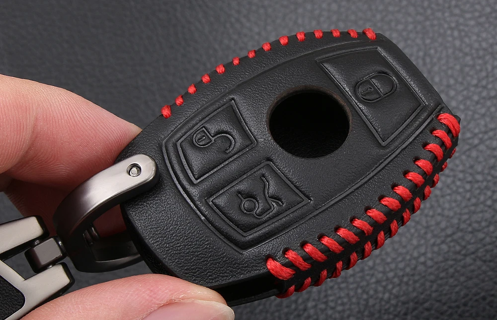 AndyGo натуральная кожа 3 кнопки Автомобиль Smart Key чехол для Mercedes Benz аксессуары W203 W210 W211 W124 CLA брелоки брелок