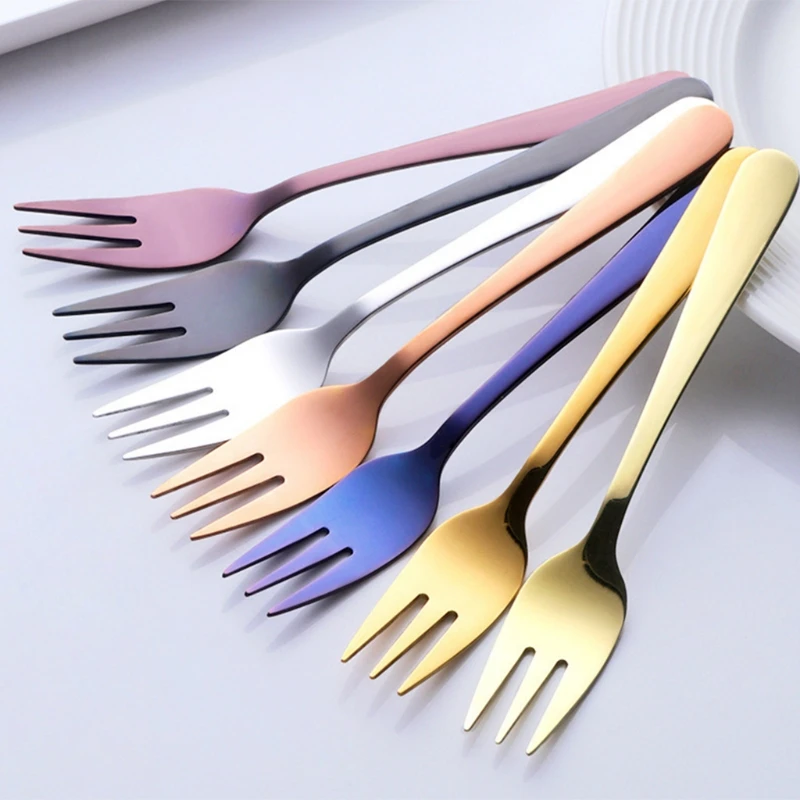 

Creative Stainless Steel Fruit Dessert Fork For Cake Snack Small Dinnerware Tableware Forks