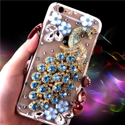 Роскошные 3D Павлин диаманта Bling цепи Капа для samsung Galaxy A50 A70 A10 A20 A20E A30 A40 A60 A80 A90 5G A10S A20S A30S - Цвет: blue drop peacock