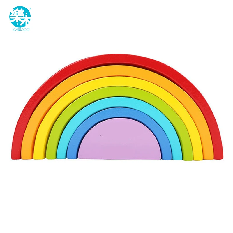 Wooden block rainbow kids children building blocks wooden toys baby early learning montessori educational 200 sets of wooden pile two scenes bottled blocks children s early childhood educational toys