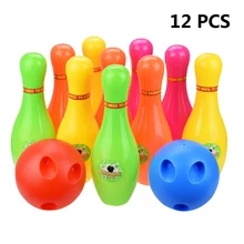 10pcs בקבוק צבעוני פרימיום מצחיק קערת כדור באולינג סט באולינג צעצוע לילדים ילדים פעוט מבוגרים עם 2 כדורי(China)