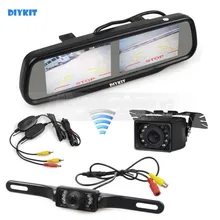 DIYKIT Sem Fio Duplo 4.3 polegada Tela Retrovisor Do Carro Espelho Monitor + Car Rear View Reversa Backup Câmera Do Carro À Prova D’ Água