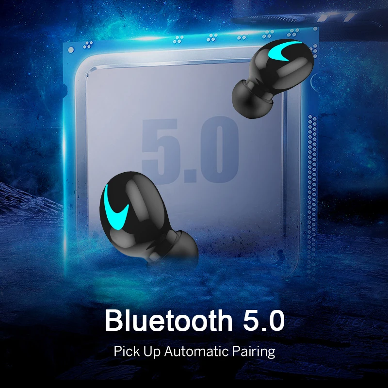 M J TWS 5 0 Bluetooth Headphone 3D Stereo Wireless Earphone With Microphone And Power Bank Charging box for iphone i10 PK qs1