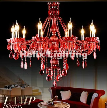 

Free Shipping Factory Direct Selling RED crystal chandelier traditional glass arm 8L/8+4L/12+6L Crystal Chandelier Home Light