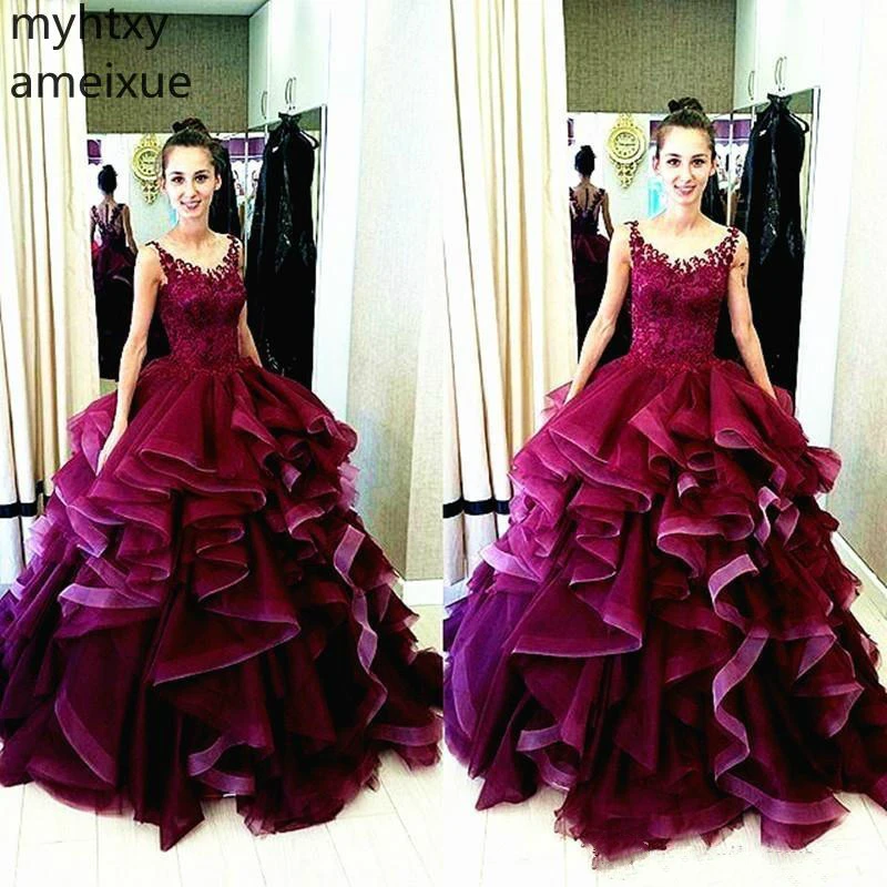 2021 New Arrival V-neck Court Train Ball Gown Floor-length Tulle Simpl Sleeveles Red Plus Size Evening Dresses For Women | Свадьбы и