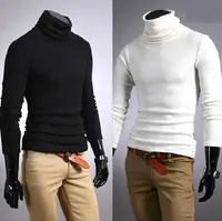 2019 мужская одежда Базовая водолазка рубашка тонкий мужской отшлифованный Водолазка с длинным рукавом Футболка 100% хлопковое термобелье - изображение