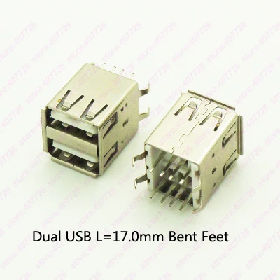 10pcs Dual USB Jack 180 Degree USB Connector Female 8PIN DIP Socket BR