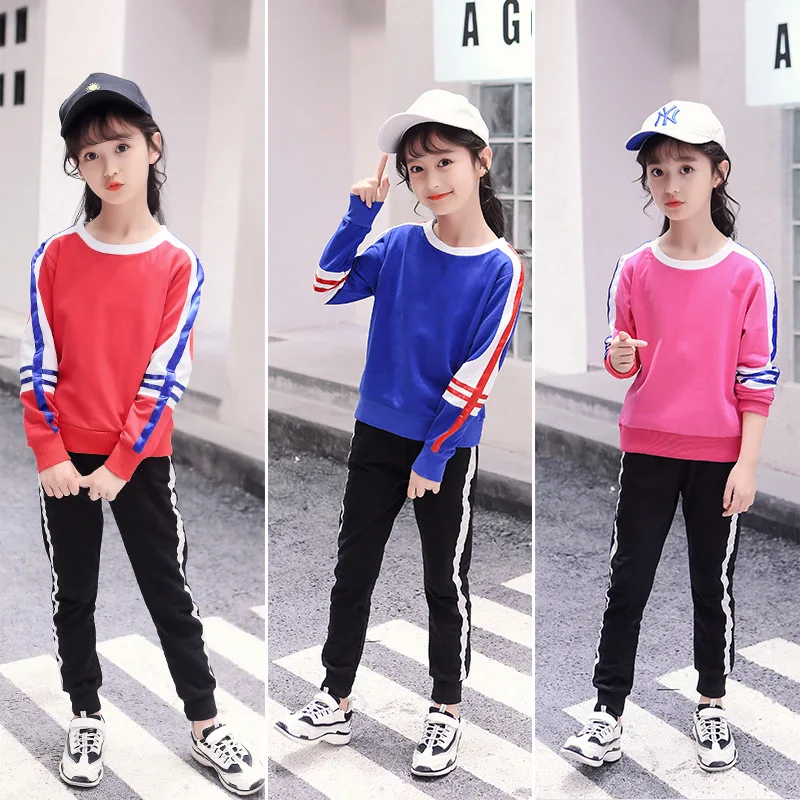 

Children's clothing girls clothes spring children's clothing suit sports suit girls striped clothes suit long-sleeved sportswear