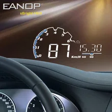 Eanop carro hud cabeça up display obd ii scanner ecu computador velocímetro alarme de velocidade excessiva kmh mph tensão temperatura da água