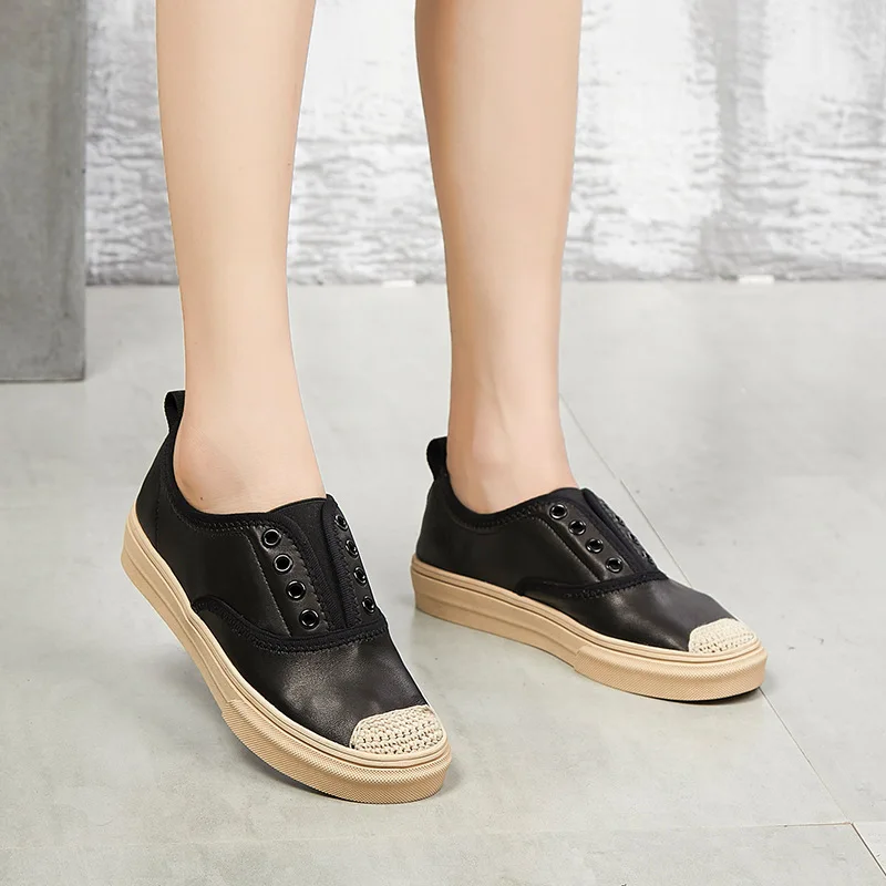JINBEILEE 2019 Spring New Leather Sports Casual Skateboard Shoes Female First Layer Cowhide Breathable Single Shoes JINBEILEE 2019 Spring New Leather Sports Casual Skateboard Shoes Female First Layer Cowhide Breathable Single Shoes