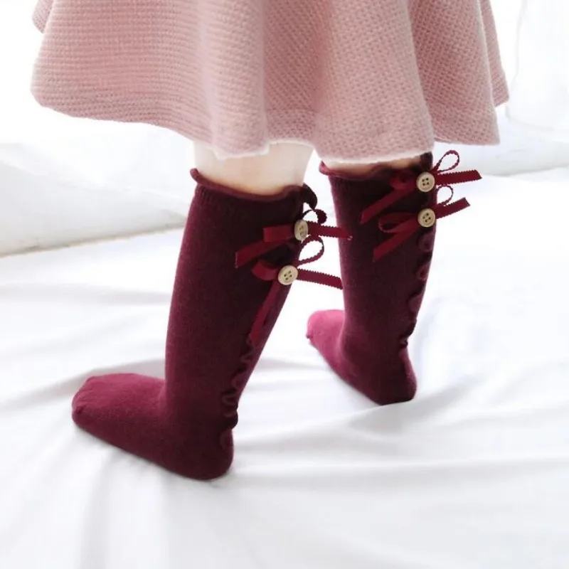 

Kids Toddlers Girls Big Bow Knee High Long Soft Cotton Lace Baby Socks Kids socks kids socks
