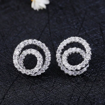 

New Delicate Micro Paved Circle Round Stud Earrings Cubic Zirconia Crystal Earrings for Women Fashion Jewelry 2020