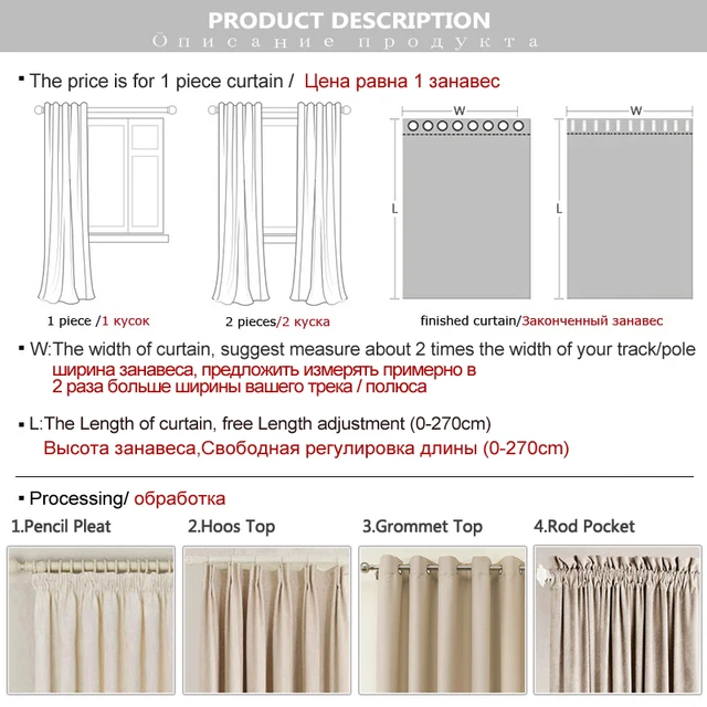 Luxury Linen 100% Blackout Curtains For Living Room Kitchen Bedroom Window, Solid Water-Proof Blackout Curtains