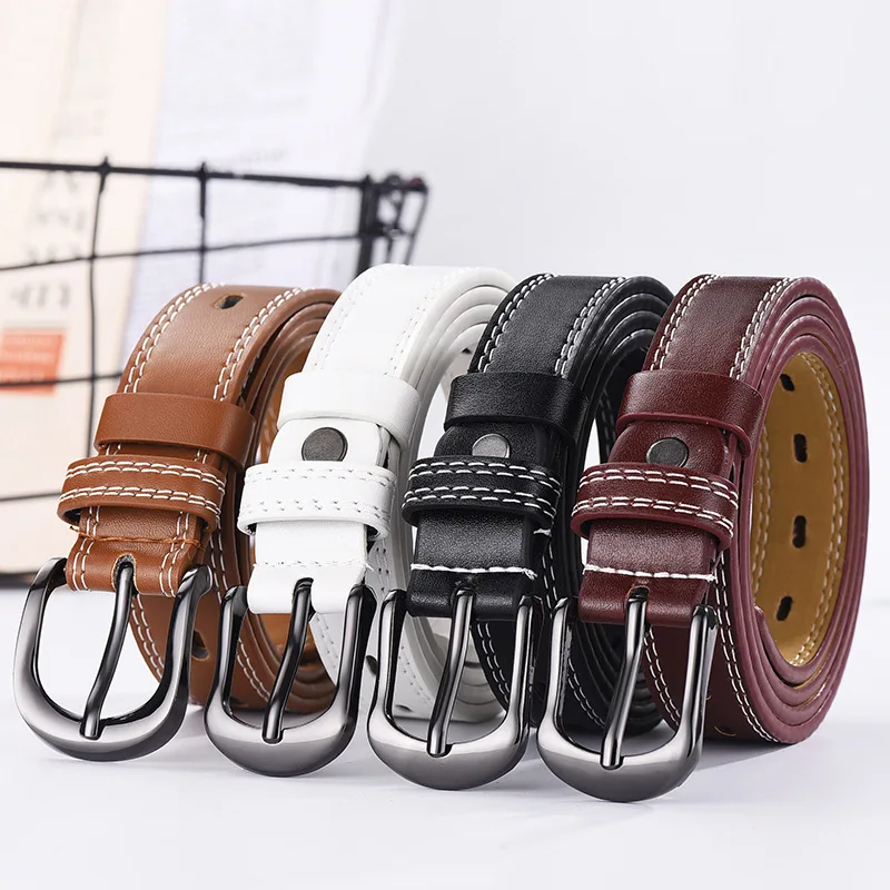 

New Style Double Line Male Lady Belt New Style High Quality Fashion Belts Fine Pants Belt Car Seam Line Dress Belt 2019 New SA-8