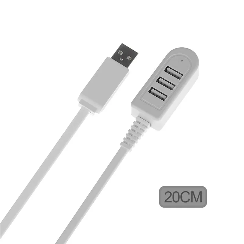 

White 3 Ports USB 2.0 Wired Multi Hub Expansion Splitter Cable Adapter For PC