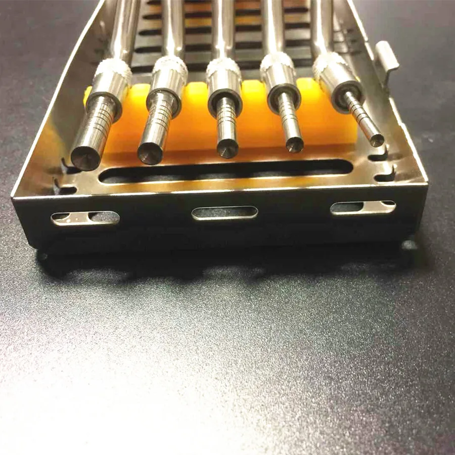  5 Pcs Set Dental Implant Osteotome Instruments Sinus Lift Bended with Cassette Case (Concave Tips)