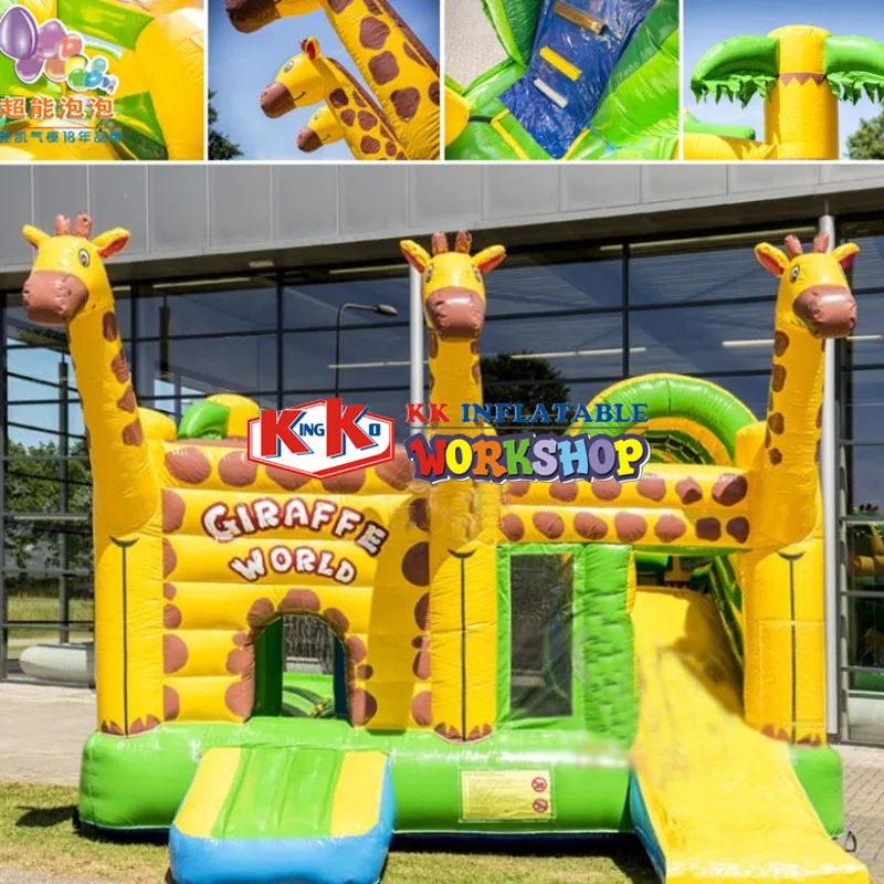 

Lovely Zoo Giraffe Inflatable Bouncer Slide Combo Bouncy Jumping Castle Combo