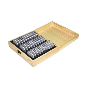 

30 Grid Commemorative Wooden Coin Storage Box Collection Box For 20/25/30/35/40Mm Universal Box