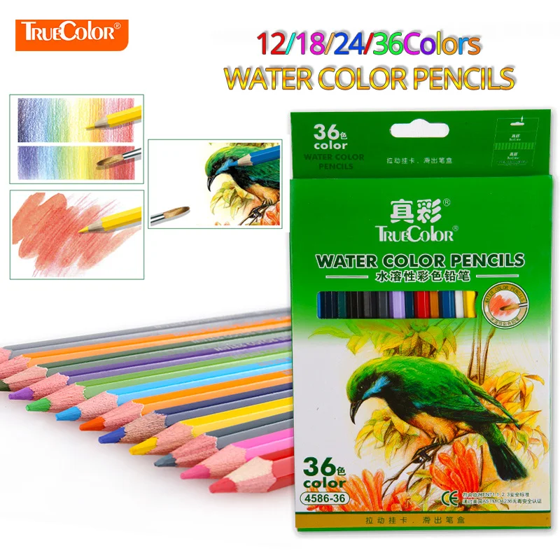 

High Quality 12/18/24/36Colors Safe Non-toxic Water Soluble Colored Pencil Watercolor Pencil Set For Write Drawing Art Supplie
