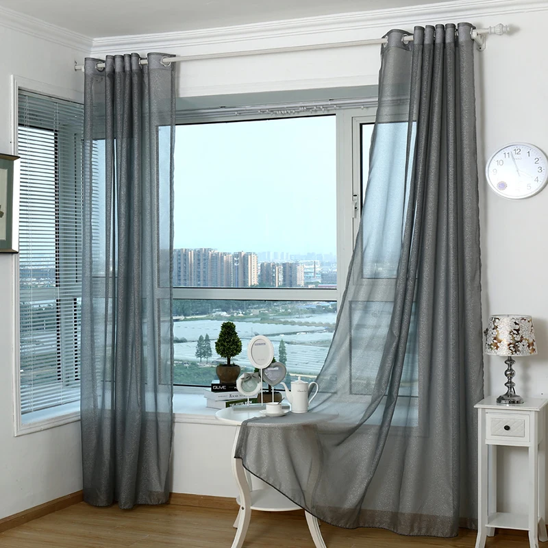 Us 7 81 37 Off 2018 Modern Curtains For Living Room Tulle Window Curtains For Bedroom Gray Yarn Window Curtain Sheer Blinds In Superhousehold In