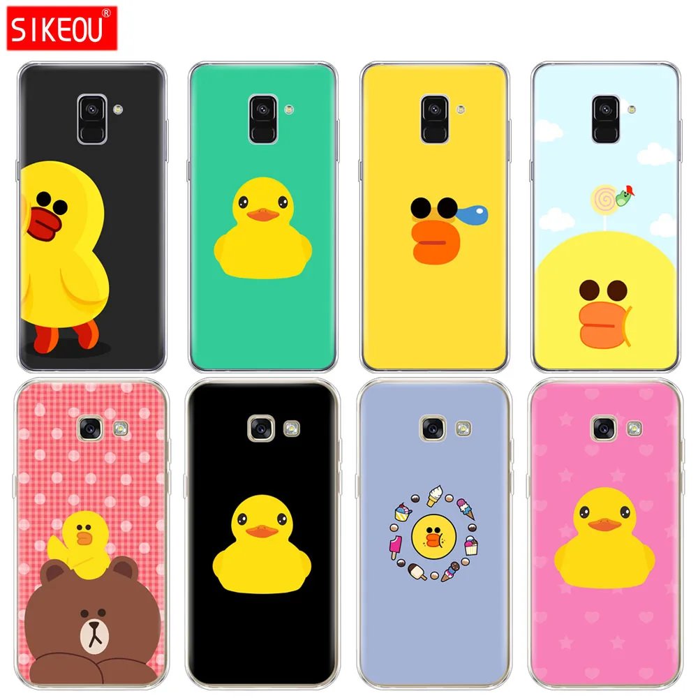 

Silicone phone case cover for Samsung Galaxy A6 A8 2018 A3 A310 A5 A510 A7 2016 2017 cool yellow duck