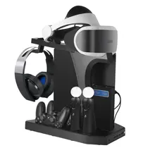  Multi Functional Showcase Stand with Cooling Fan Dualshock4 Controller Charging Station Kit for PS4/PS4 Slim/PS4 Pro Consoles