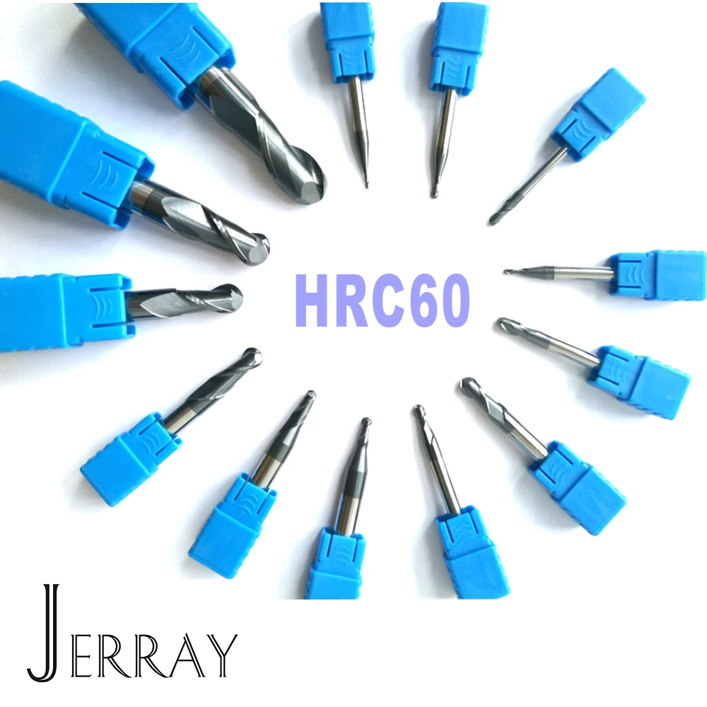 

1mm 2mm 3mm 4mm 5mm 6mm 8mm 10mm 12mm 2 Flutes HRC60 Tungsten Carbide Ball nose End Mills Spiral Bits CNC Router Bits