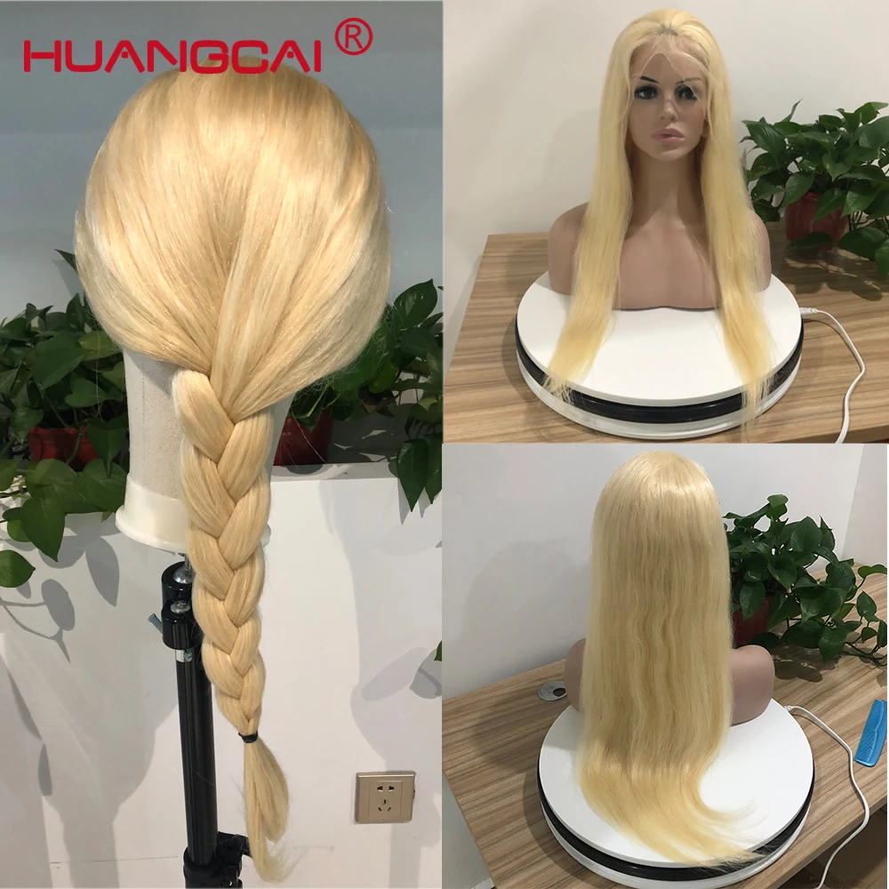 Glueless #613 Blonde Lace Front Human Hair Wigs Brazilian Straight Lace Frontal Wig Pre Plucked Honey Blonde Remy Lace Wigs