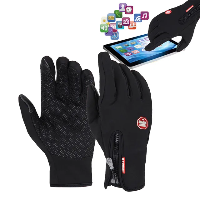 US $2.99 Full Finger Cycling Gloves for Women Men Winter Windproof Touch Screen Glove Simulated Leather Bicy