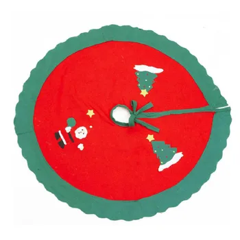 

Lovely Red Non-Woven Christmas Tree Skirt Aprons Golden Edge Santa and Snowman Decoration for Home Xmas Tree Skirt New Year