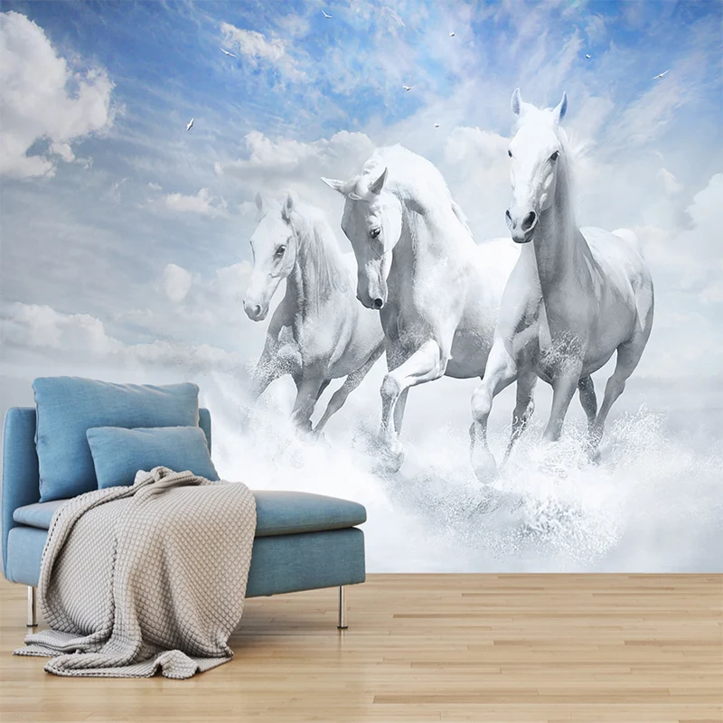 Custom Any Size 3D Wall Murals Wallpaper Modern Nordic Steed Gallop Mural Living Room Study Room Bedroom WallPaper Wall Covering