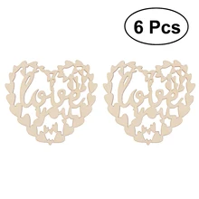 6 шт деревянное полое сердце вырезанное DIY крафтинг виниры ломтики Подвески Деревянные, подвесные бирки для украшения свадебной вечеринки