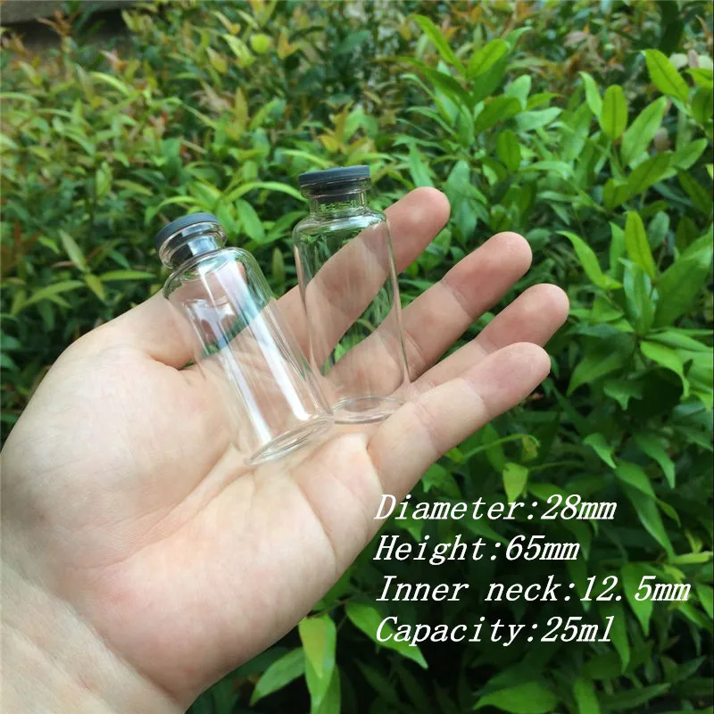 50 pcs 25 ml Small Injection Glass Bottles with Rubber Stopper DIY