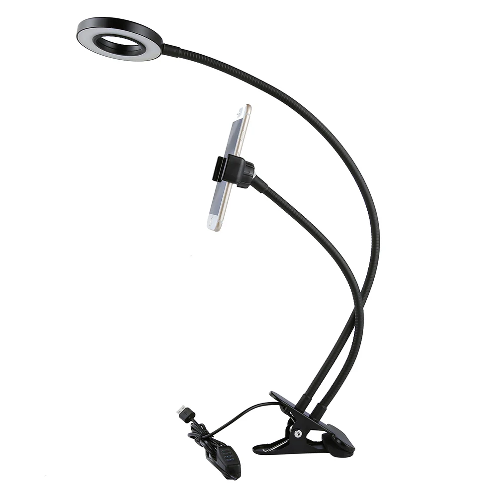 

Clamp Selfie ring LED light white and yellow led 7w ring light for photo studio live video mobile phone holder microphone holder