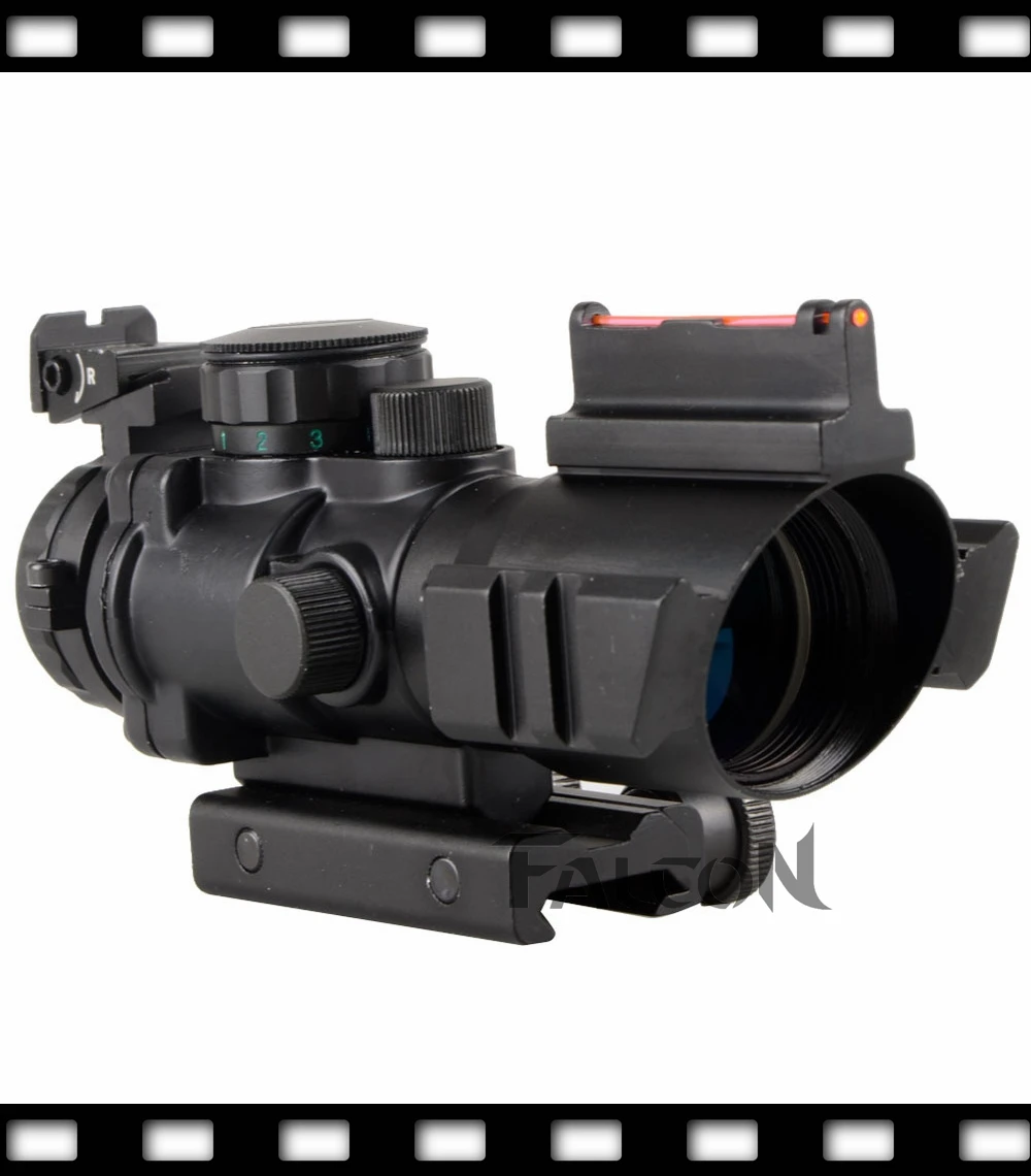 

High Quality Tactical 4X32 Rifle Scope Fiber Sight & illuminated Chevron Range Recticle New For 20 mm rail