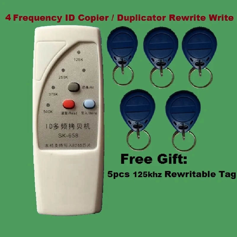 Handheld 125khz RFID Card Read-Write Device ID Access Control Card Copier Duplicator Cloner Reader & Writer & 5pcs Rewrite Tags