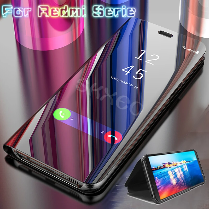 

New Design Mirror Flip Case For Xiaomi Redmi 4 5A Note6 Note7 Redmi Go Mobile Phone Protector For Redmi K20 K20Pro