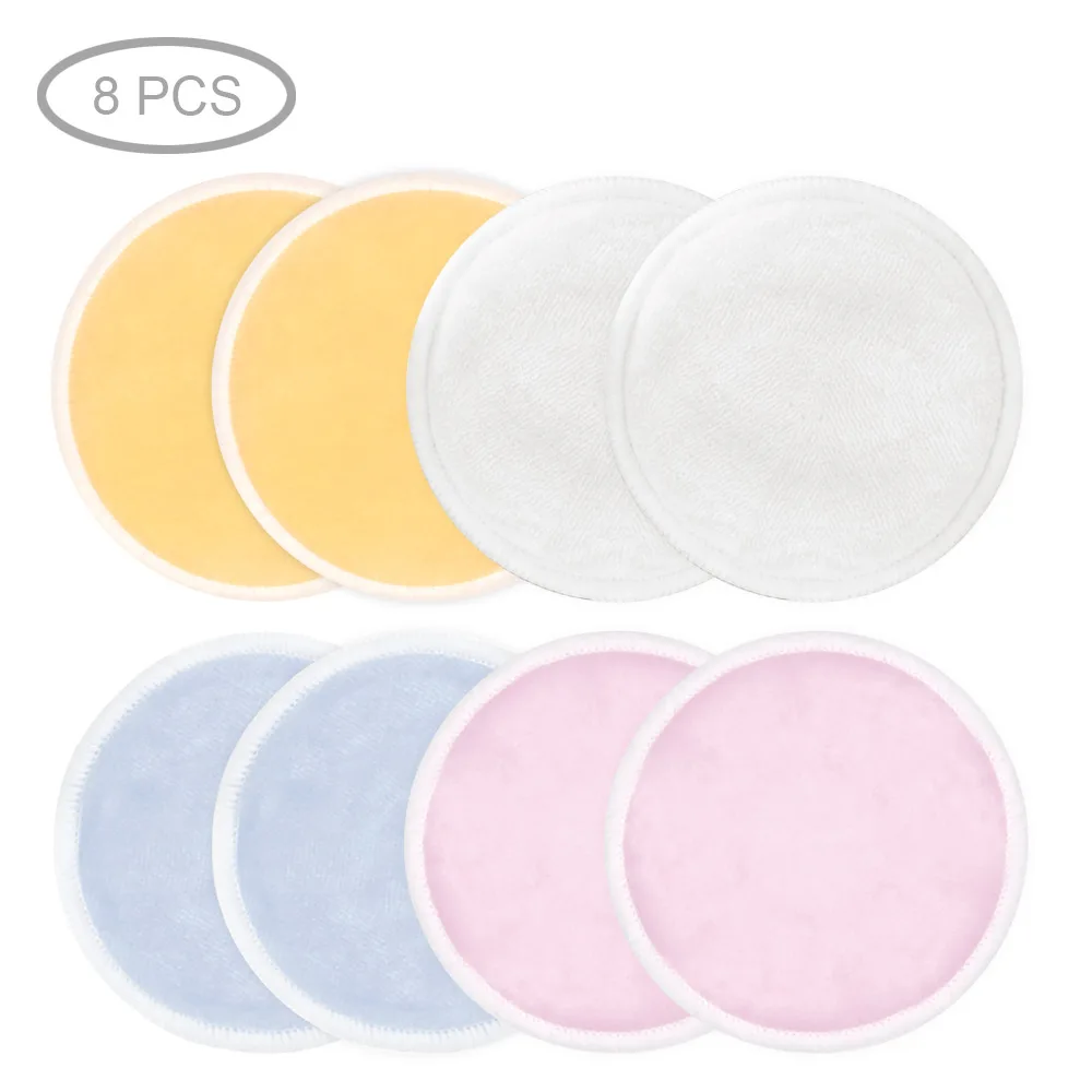 4/8/10pcs Washable Cleansing Cotton Reusable Make Up Remover Pads Microfiber Make-up Natural Bamboo Three Layer With Laundry Bag - Цвет: 8pcs 4 Colours