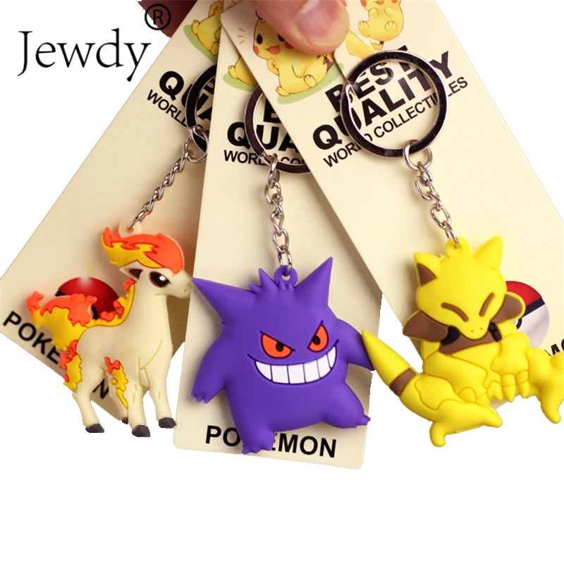 

New Pikachu Keychain Pocket Monster Key Holder Key Ring Pendant 3D Mini Charmander Squirtle Bulbasaur Gengar Ponyta