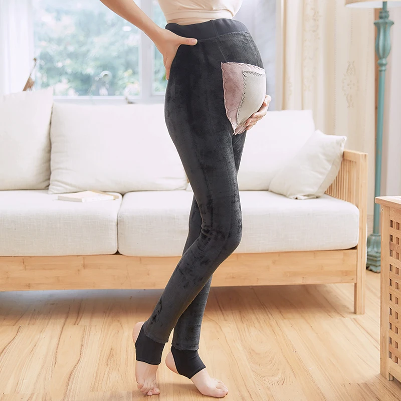 

Pregnant women plus velvet leggings female autumn and winter wear anti-radiation warm feet pants wear maternity pants