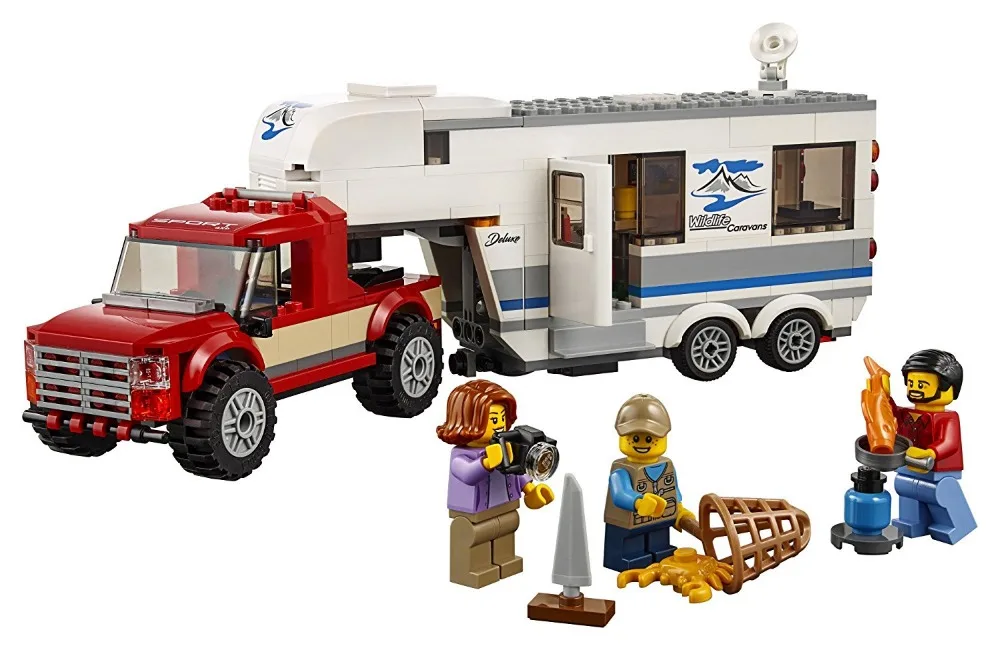 

Lepin 02093 385pcs City Pick Up Truck Caravan Camper With LegoINGLY Building Blocks Bricks Toy lepins 60182