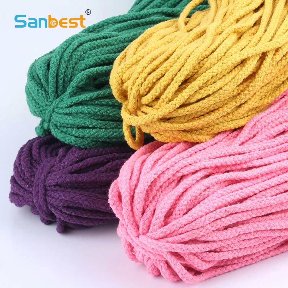 

Sanbest 5mm Cotton Cord Twisted Rope High Tenacity Thread DIY Textile Craft Woven String Home Decor 10 Meters / lot Braided Rope