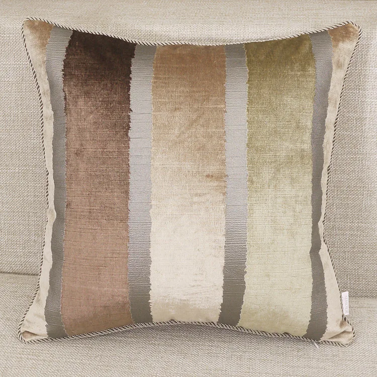 

2018 New Arrival Golden Stripped Pillowcases Home Bedroom Decoration Square Velvet Cushion Covers Home Textile Almofadas Decor